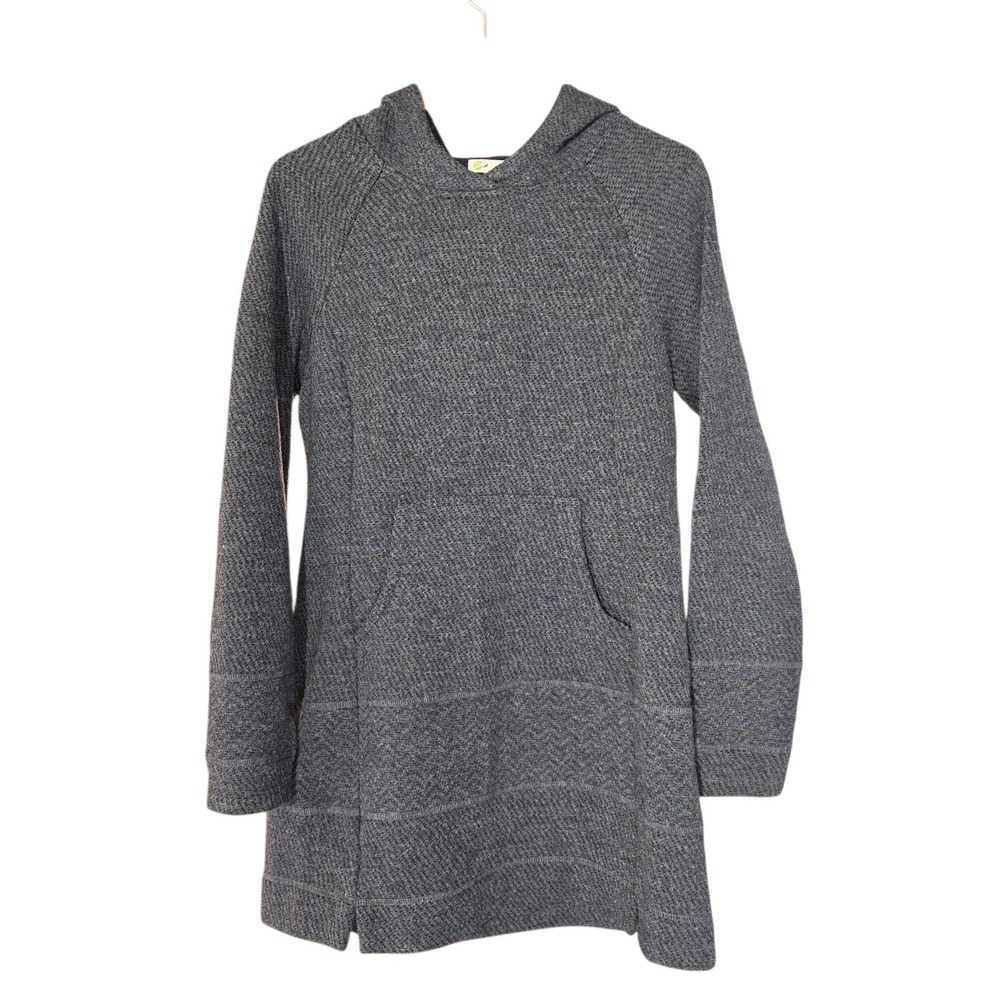 Dakini Women Medium Tunic Hoodie Charcoal Gray Wool Blend Long Sleeve Pocket